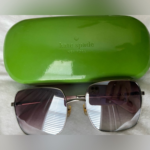 Kate Spade pink tint aviator Harlee sunglasses w/case - Picture 3 of 8
